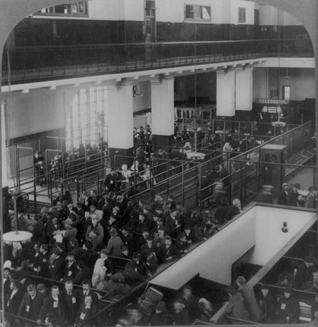 Immigrants arriving at Ellis Island, New York